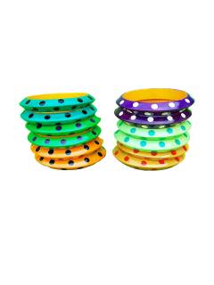 Wooden Bangles - Multicolor - Set of 12 Wooden Bangles - Multicolor - Set of 12