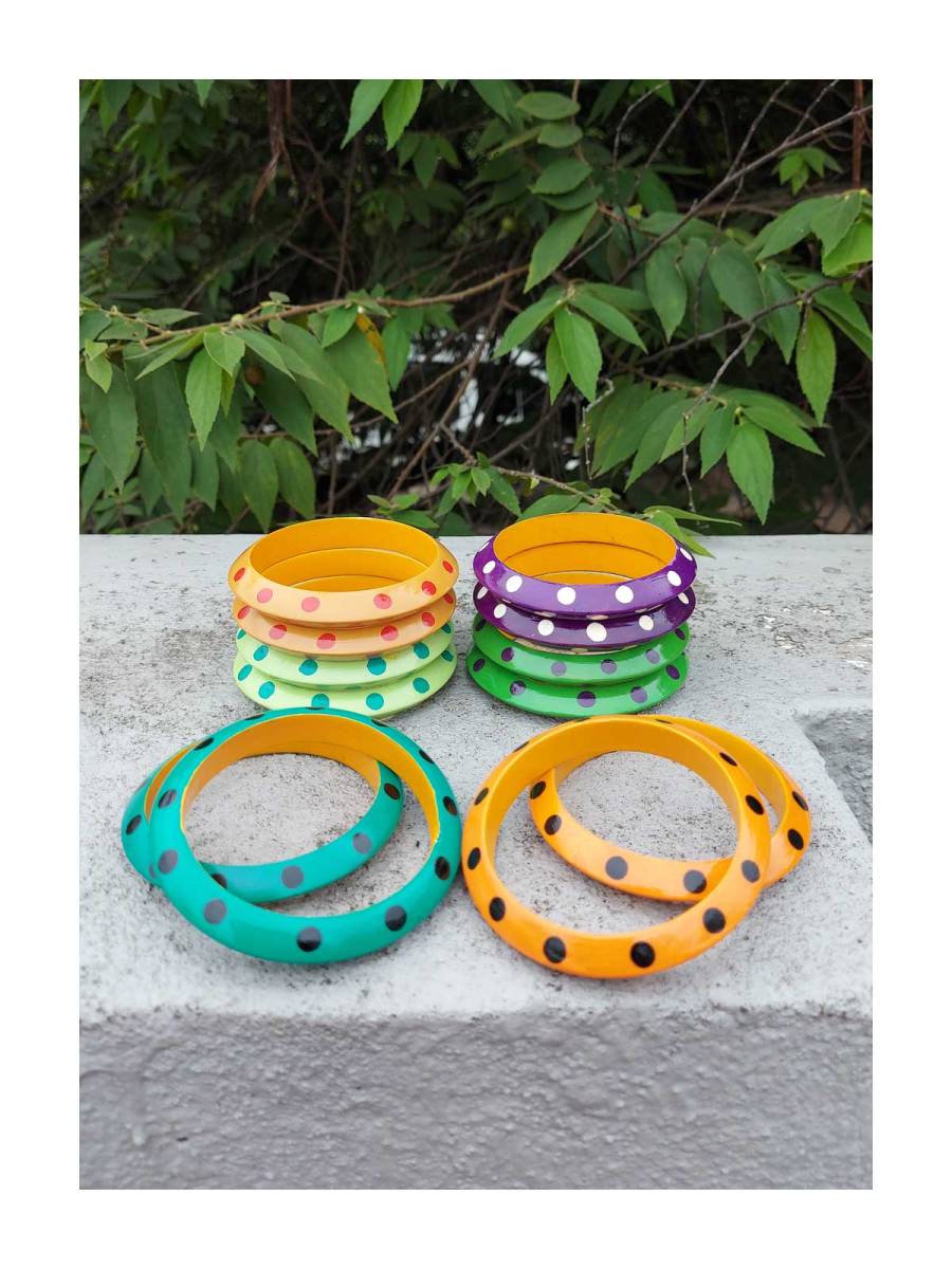 Wooden Bangles - Multicolor - Set of 12