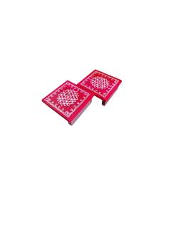Festive - Traditional Rangoli Printed Puja Peetam - 3 inch - Set of 2
