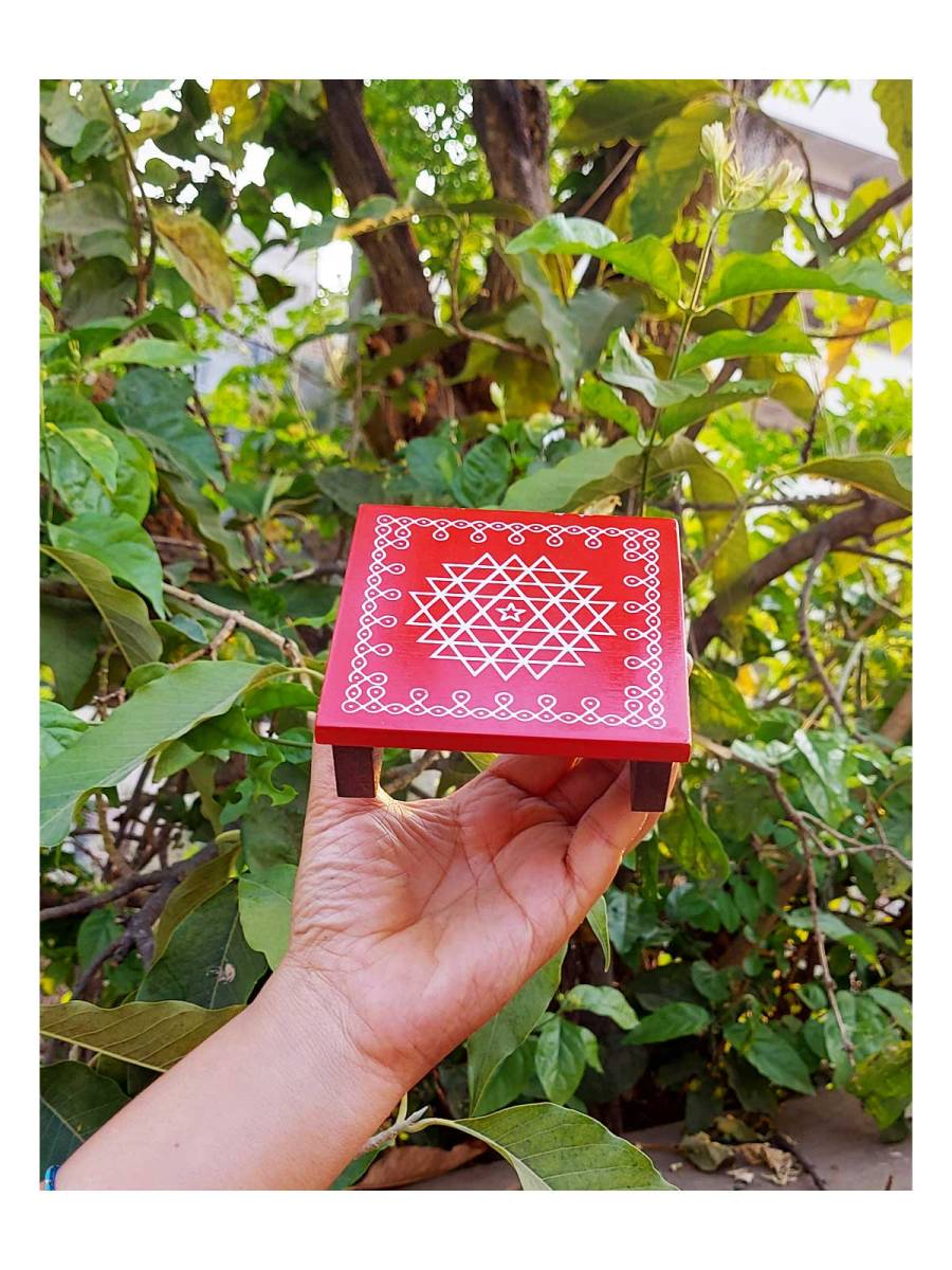 Festive - Traditional Rangoli Printed Puja Peetam - 3 inch - Set of 2
