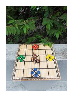 Game - Wooden Chowka Bara & Small Pawns - 11 inch