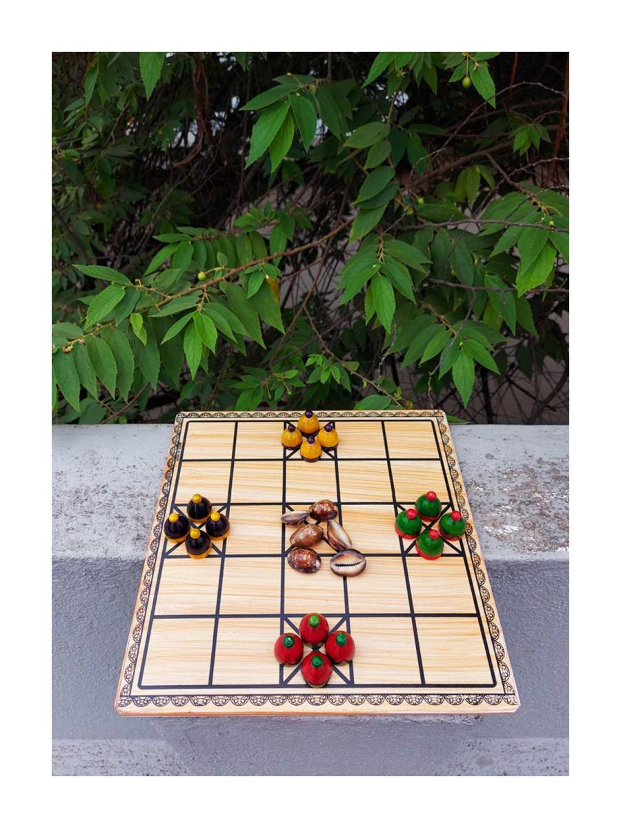 Game - Wooden Chowka Bara & Pawns - 11 inch Game - Wooden Chowka Bara & Pawns - 11 inch