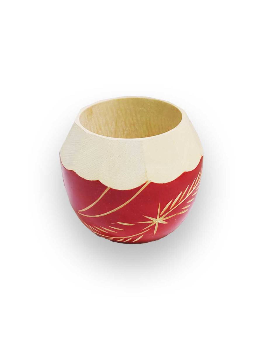 Mini Coconut Shell Pen Stand - 2.5 inch - Red
