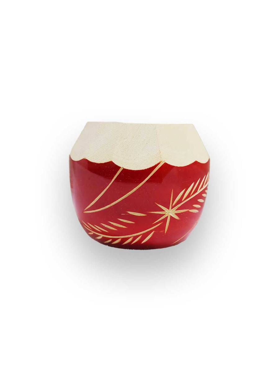 Mini Coconut Shell Pen Stand - 2.5 inch - Red

