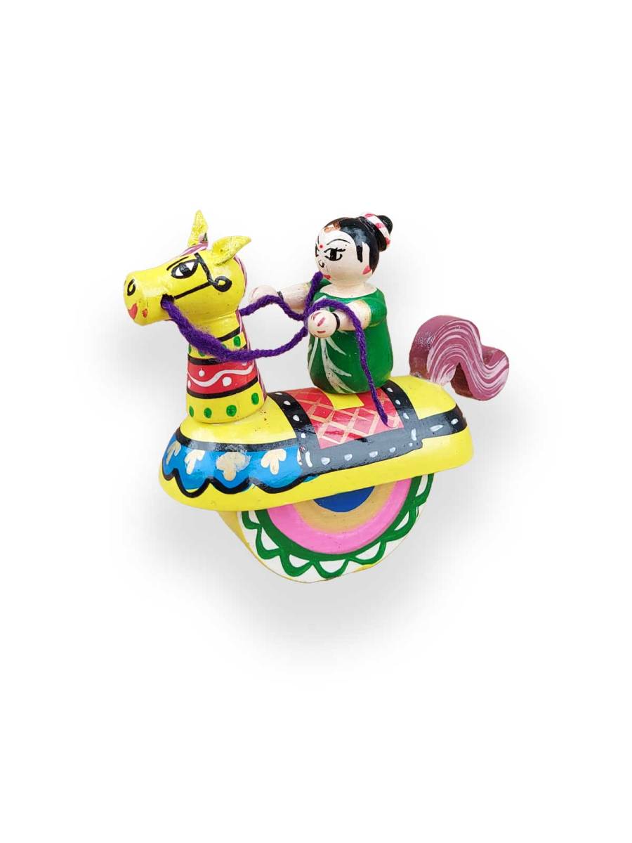 Toy - Miniature Wooden Rocking Horse Procession Couple Doll
