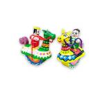 Toy - Miniature Wooden Rocking Horse Procession Couple Doll
