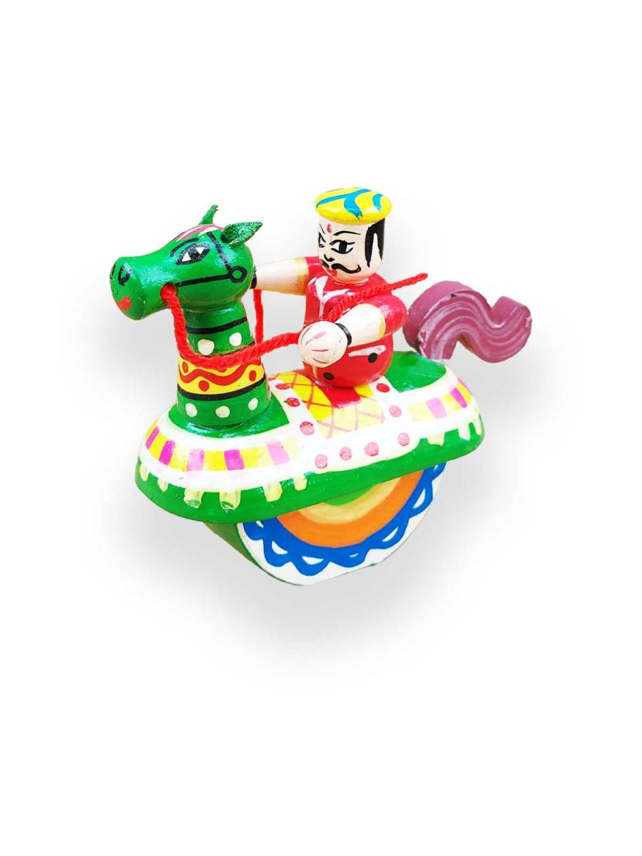 Toy - Miniature Wooden Rocking Horse Procession Couple Doll
