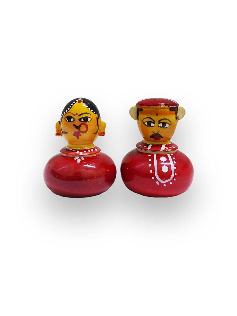 Festive - Raja Rani Haldi Kumkum Box - 2 inch
