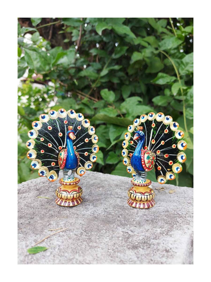 Wooden Peacock - Set of 2
