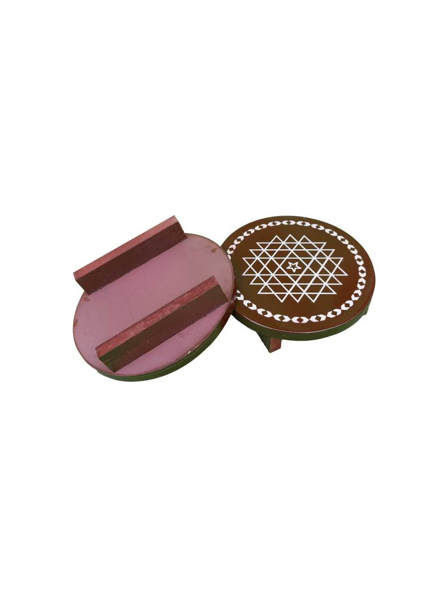 Festive - Wooden Rangoli Puja Peetam - Round - Assorted - Set of 2 - 6 inch