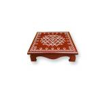 Festive - Wooden Rangoli Puja Peetam - 8 inch - Brown