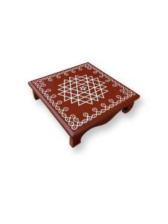 Festive - Wooden Rangoli Puja Peetam - 8 inch - Brown Festive - Wooden Rangoli Puja Peetam - 8 inch - Brown