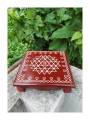 Festive - Wooden Rangoli Puja Peetam - 8 inch - Brown