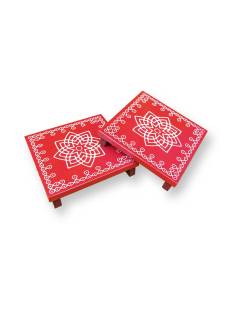 Festive - Traditional Rangoli Printed Puja Peetam  - Set 0f 2 - 6 inch
