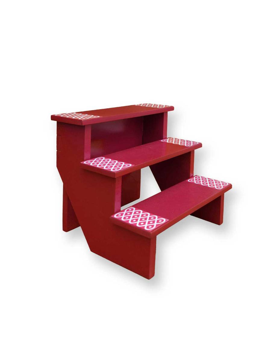 Festive - Traditional Rangoli Printed Puja Stand - 3 Steps