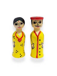 Peg Dolls - Mini Pair - Yellow-Red