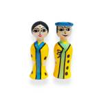 Peg Dolls - Mini Pair - Yellow-Blue
