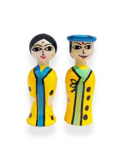 Peg Dolls - Mini Pair - Yellow-Blue