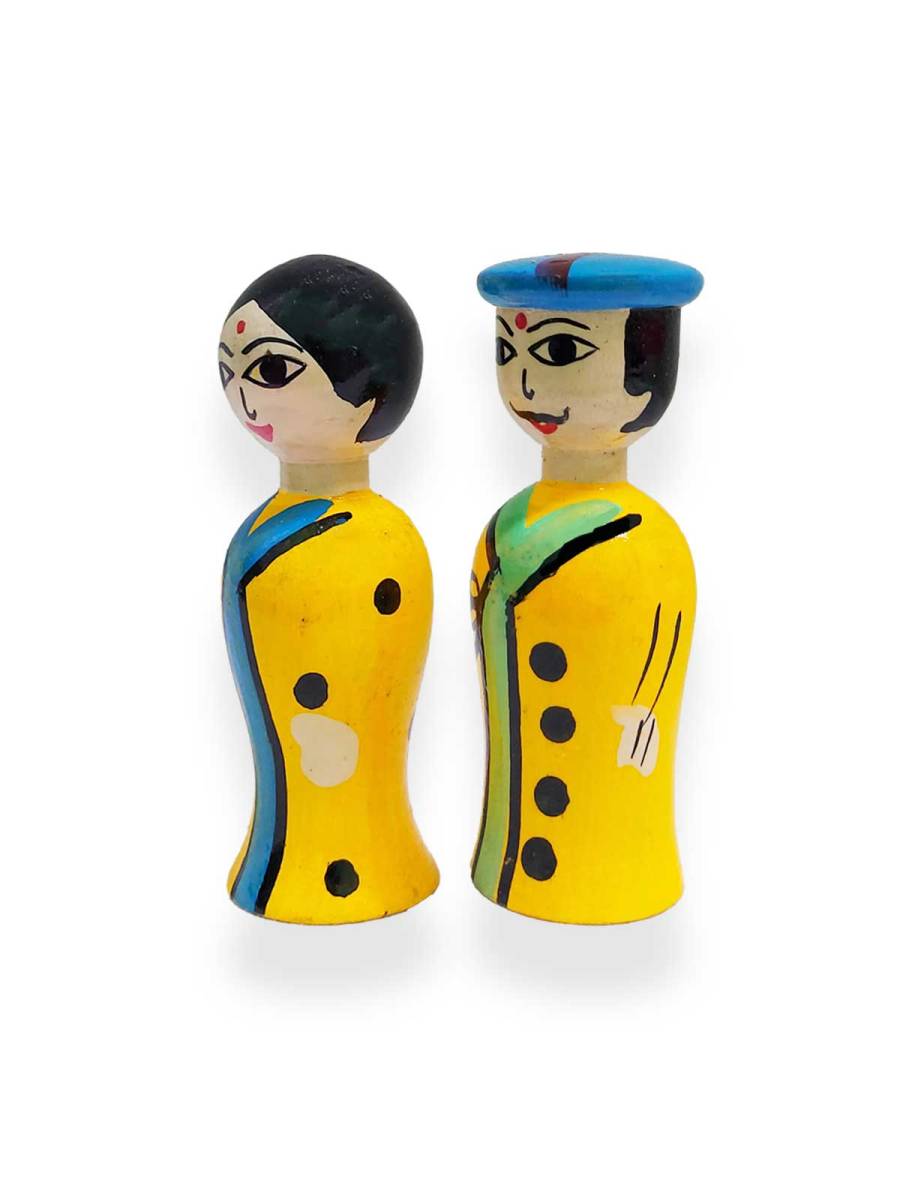 Peg Dolls - Mini Pair - Yellow-Blue