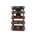Festive - Traditional Rangoli Printed Puja Stand  - Foldable - Brown - 5 Steps