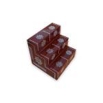 Festive - Traditional Rangoli Printed Puja Stand - Brown - 3 Steps
