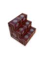 Festive - Traditional Rangoli Printed Puja Stand - Brown - 3 Steps
