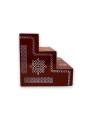 Festive - Traditional Rangoli Printed Puja Stand - Brown - 3 Steps
