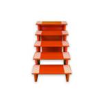 Festive - Traditional Rangoli Printed Puja Stand - Orange - 5 Steps
