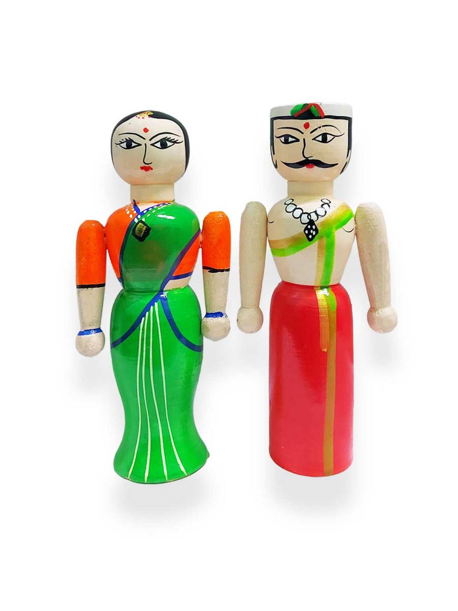 Pair Doll - Traditional - 6.5inch&nbsp;-&nbsp;Red Green
