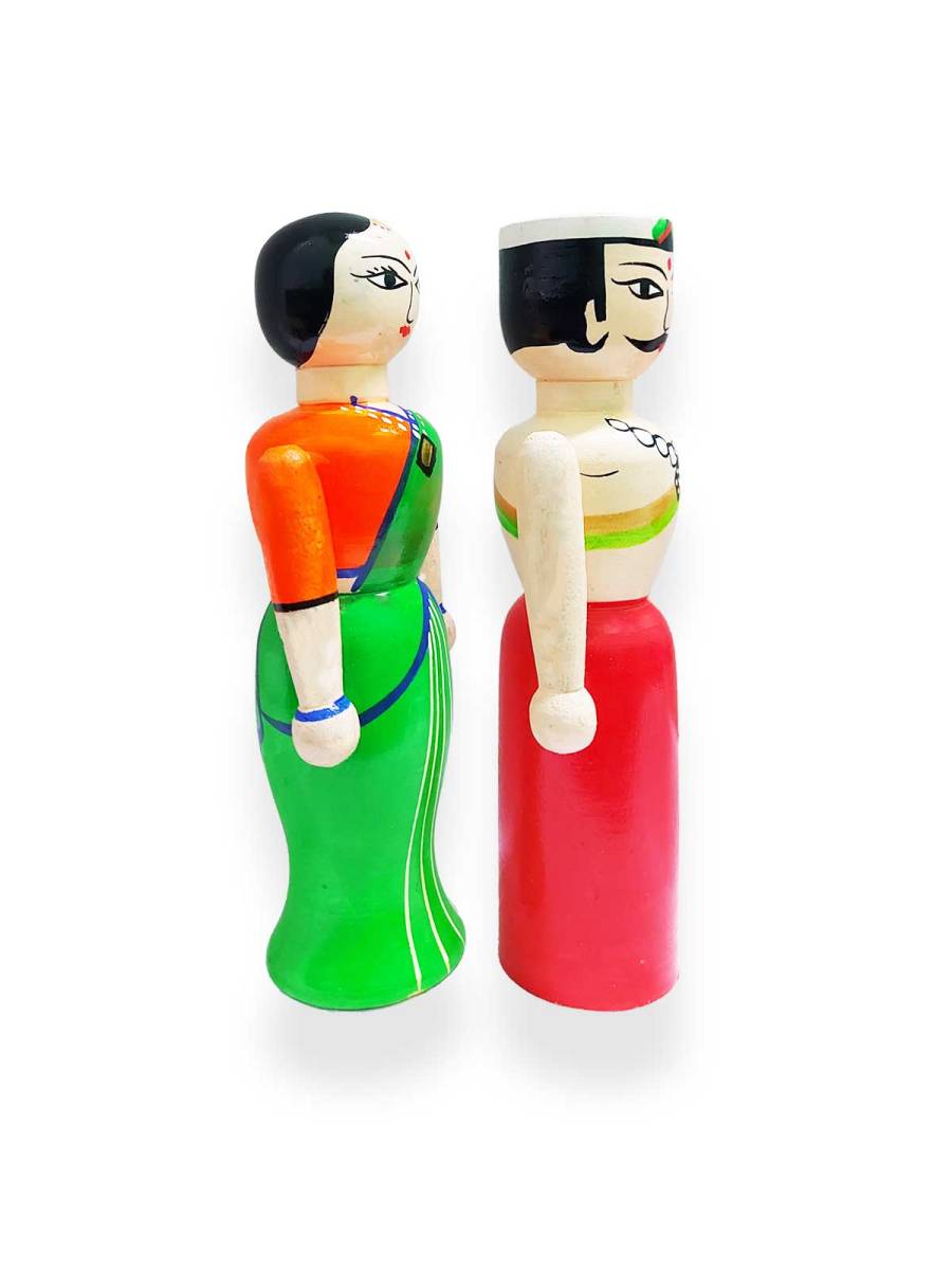 Pair Doll - Traditional - 6.5inch&nbsp;-&nbsp;Red Green
