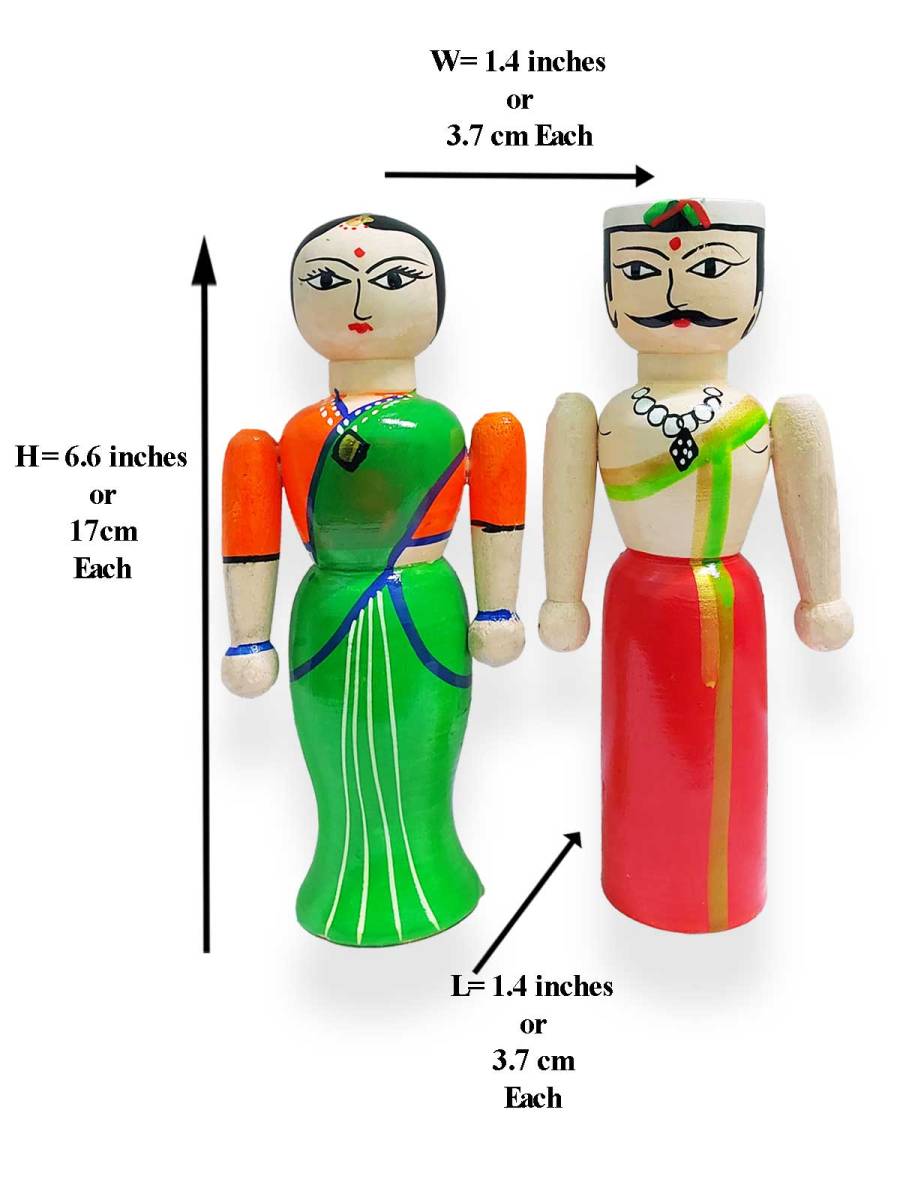 Pair Doll - Traditional - 6.5inch&nbsp;-&nbsp;Red Green
