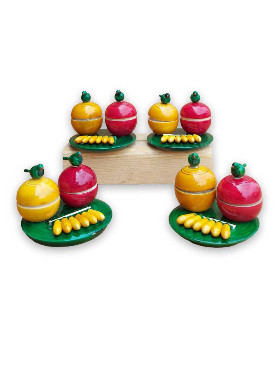 Festive - Parrot Kumkum Box - Set of 4 - 2 inch
