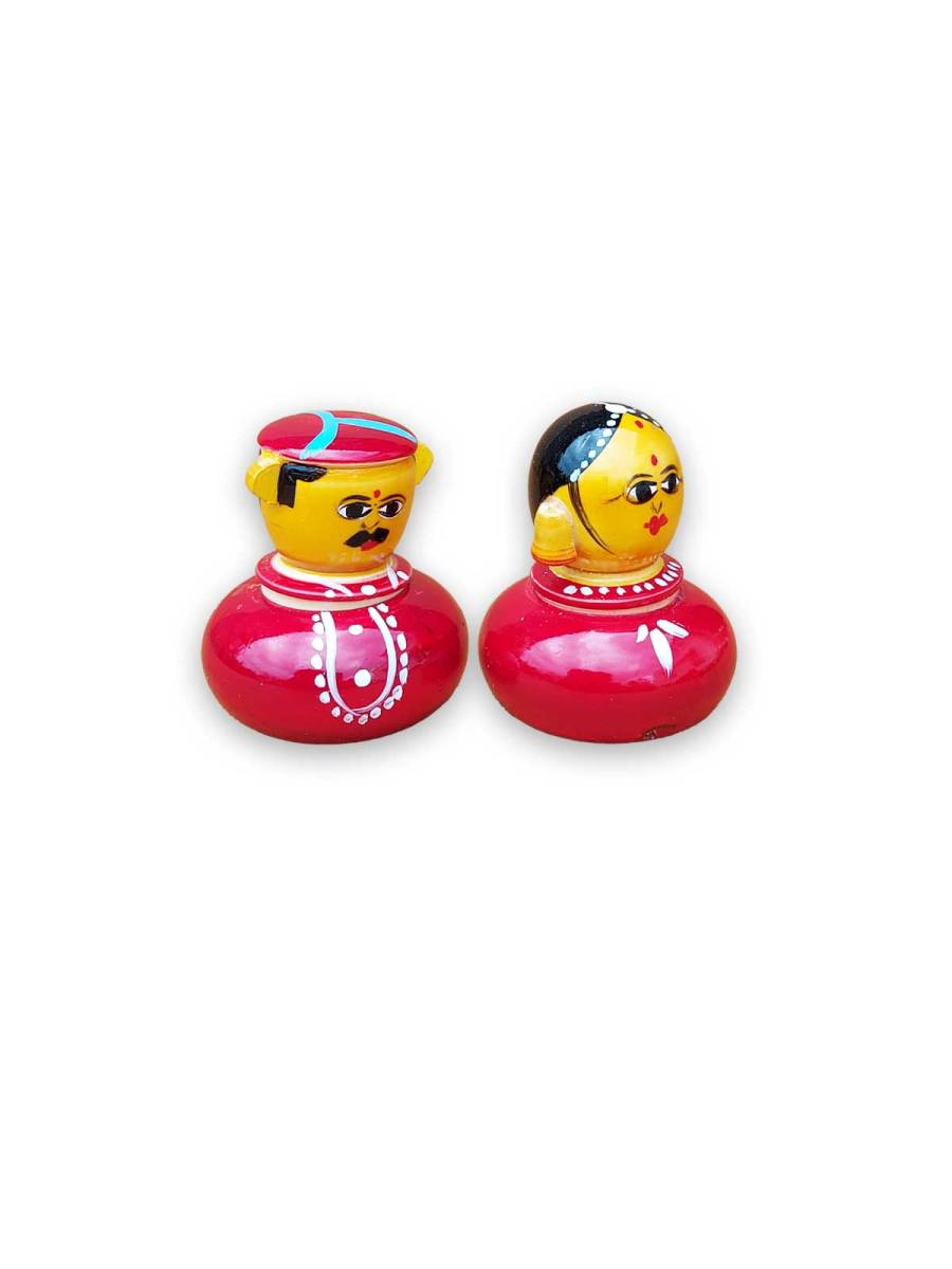 Festive - Raja Rani Haldi Kumkum Box - 2 inch
