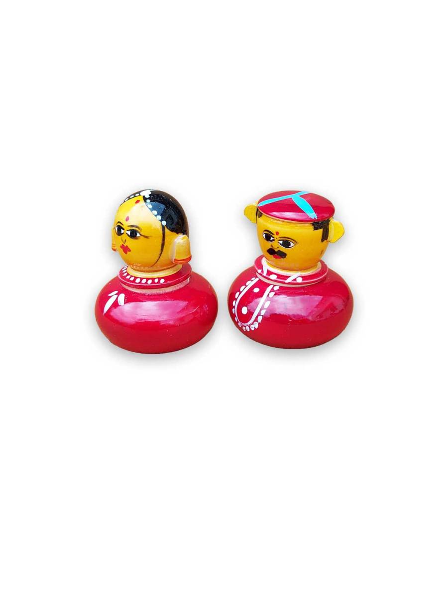 Festive - Raja Rani Haldi Kumkum Box - 2 inch
