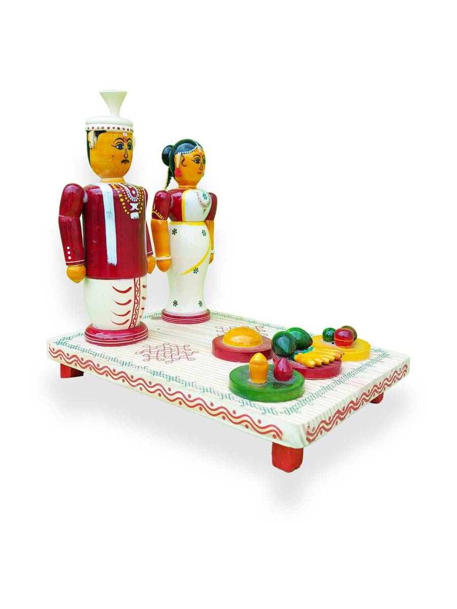 Wooden Marriage Couple Set - Etikoppaka Dolls Wooden Marriage Couple Set - Etikoppaka Dolls