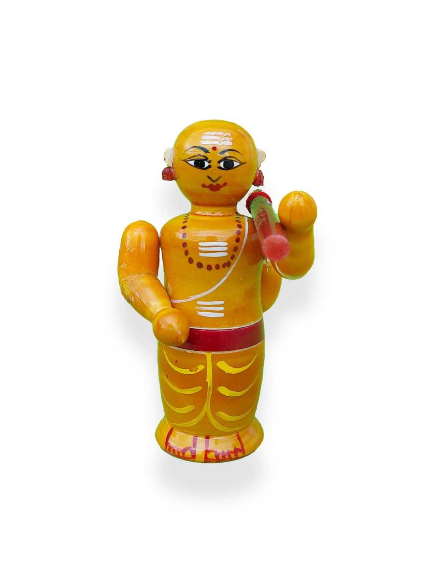 Wooden Poojari - Etikoppaka Dolls Wooden Poojari - Etikoppaka Dolls