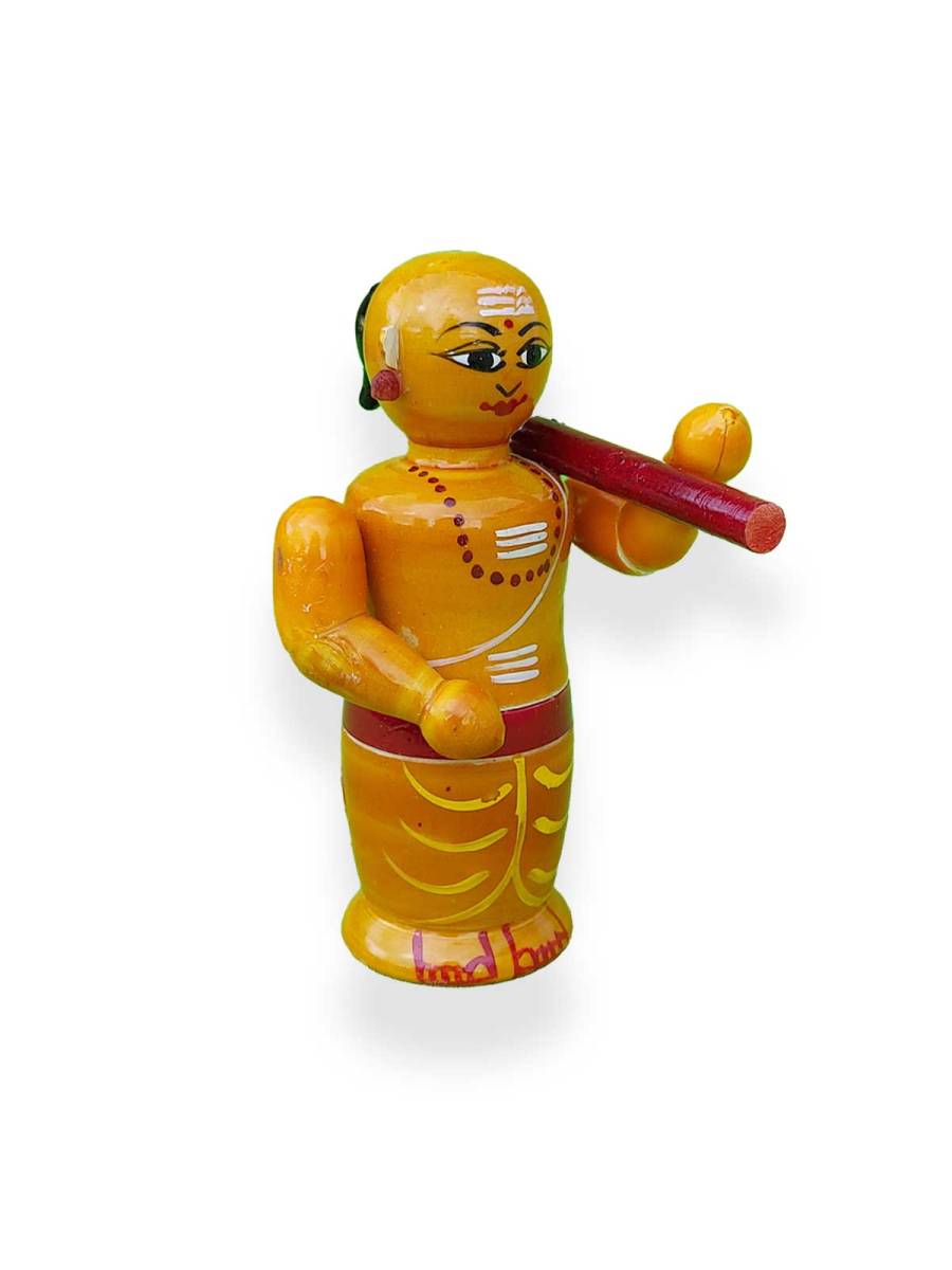 Wooden Poojari - Etikoppaka Dolls Wooden Poojari - Etikoppaka Dolls