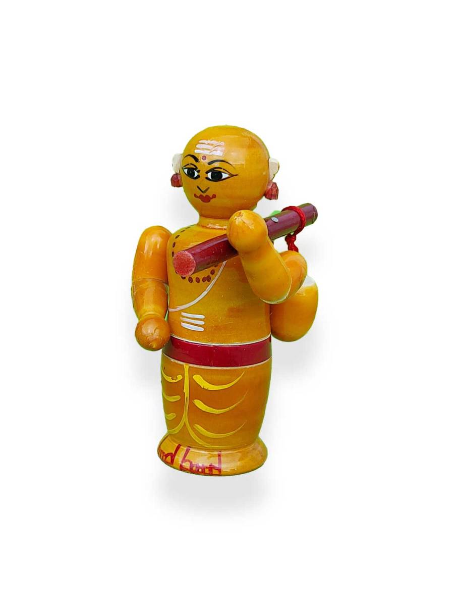 Wooden Poojari - Etikoppaka Dolls Wooden Poojari - Etikoppaka Dolls