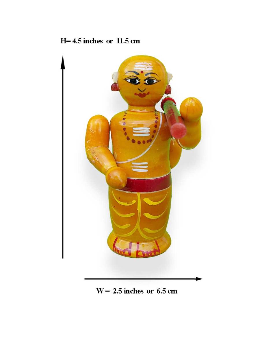 Wooden Poojari - Etikoppaka Dolls Wooden Poojari - Etikoppaka Dolls