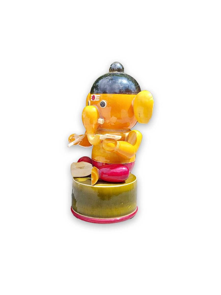 Wooden Vidya Ganapathi - Etikoppaka Dolls
