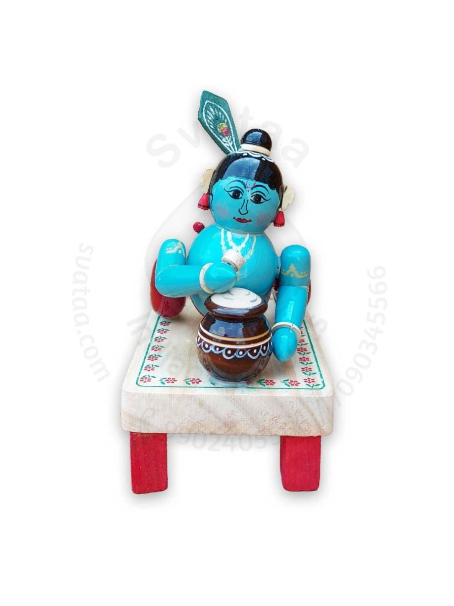 Wooden Crawling Krishna - Etikoppaka Dolls
