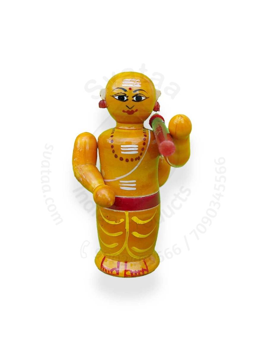 Wooden Poojari - Etikoppaka Dolls
