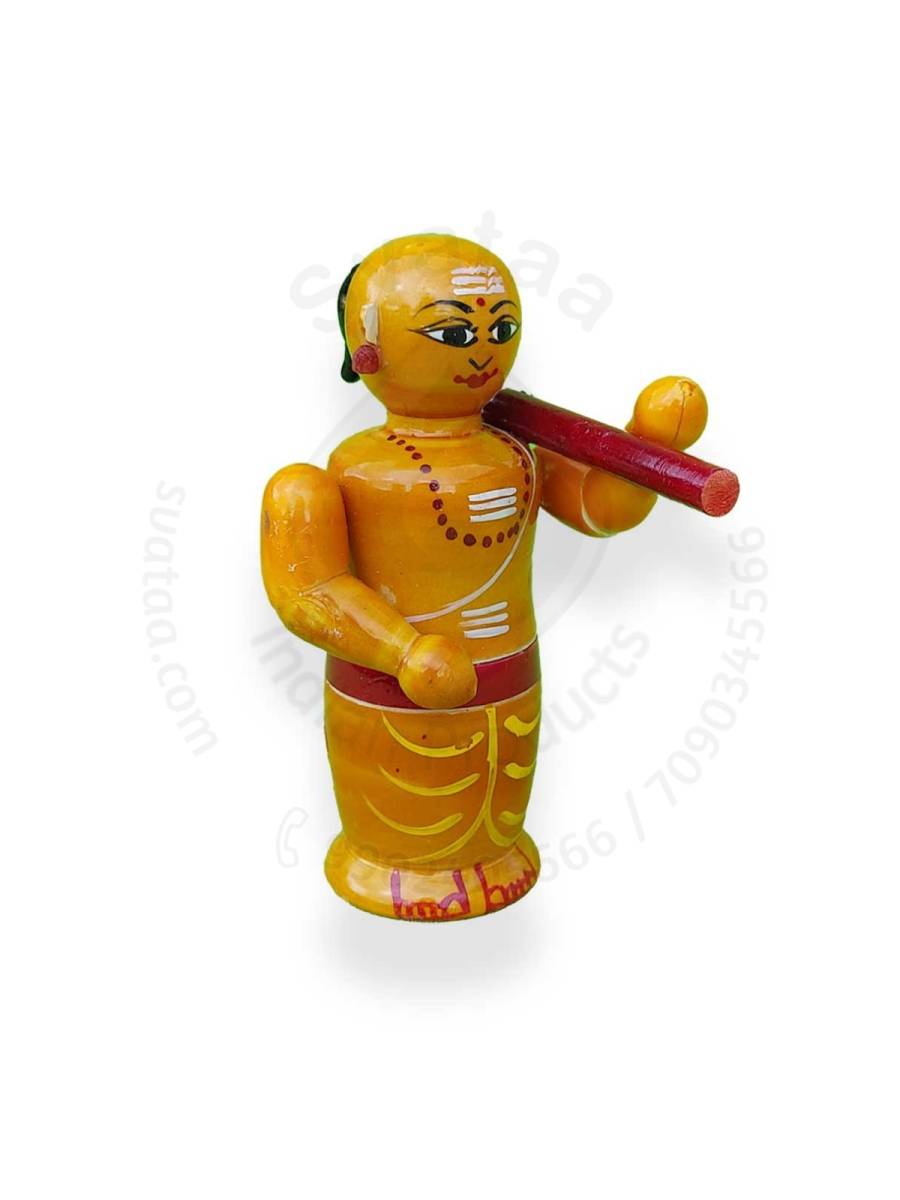 Wooden Poojari - Etikoppaka Dolls
