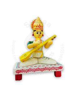 Wooden Saraswati Devi - Etikoppaka Dolls
