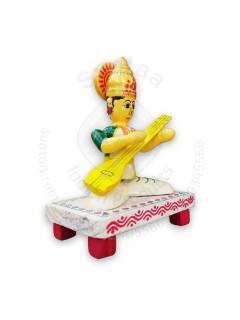 Wooden Saraswati Devi - Etikoppaka Dolls
