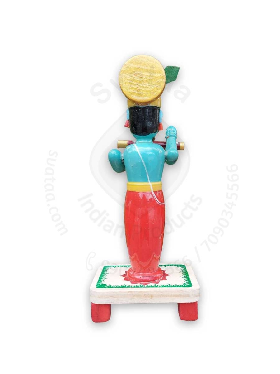 Wooden Standing Krishna - Etikoppaka Dolls

