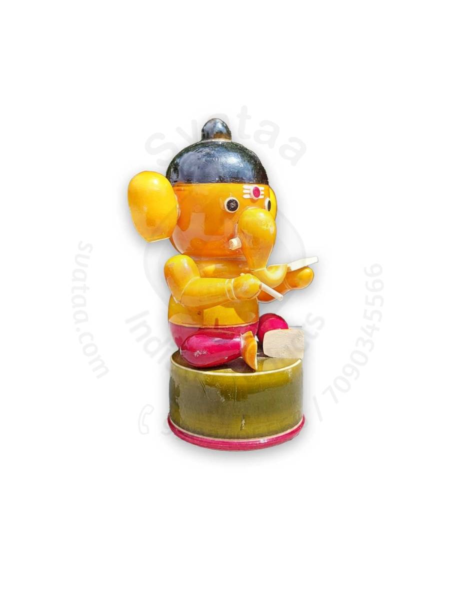 Wooden Vidya Ganapathi - Etikoppaka Dolls
