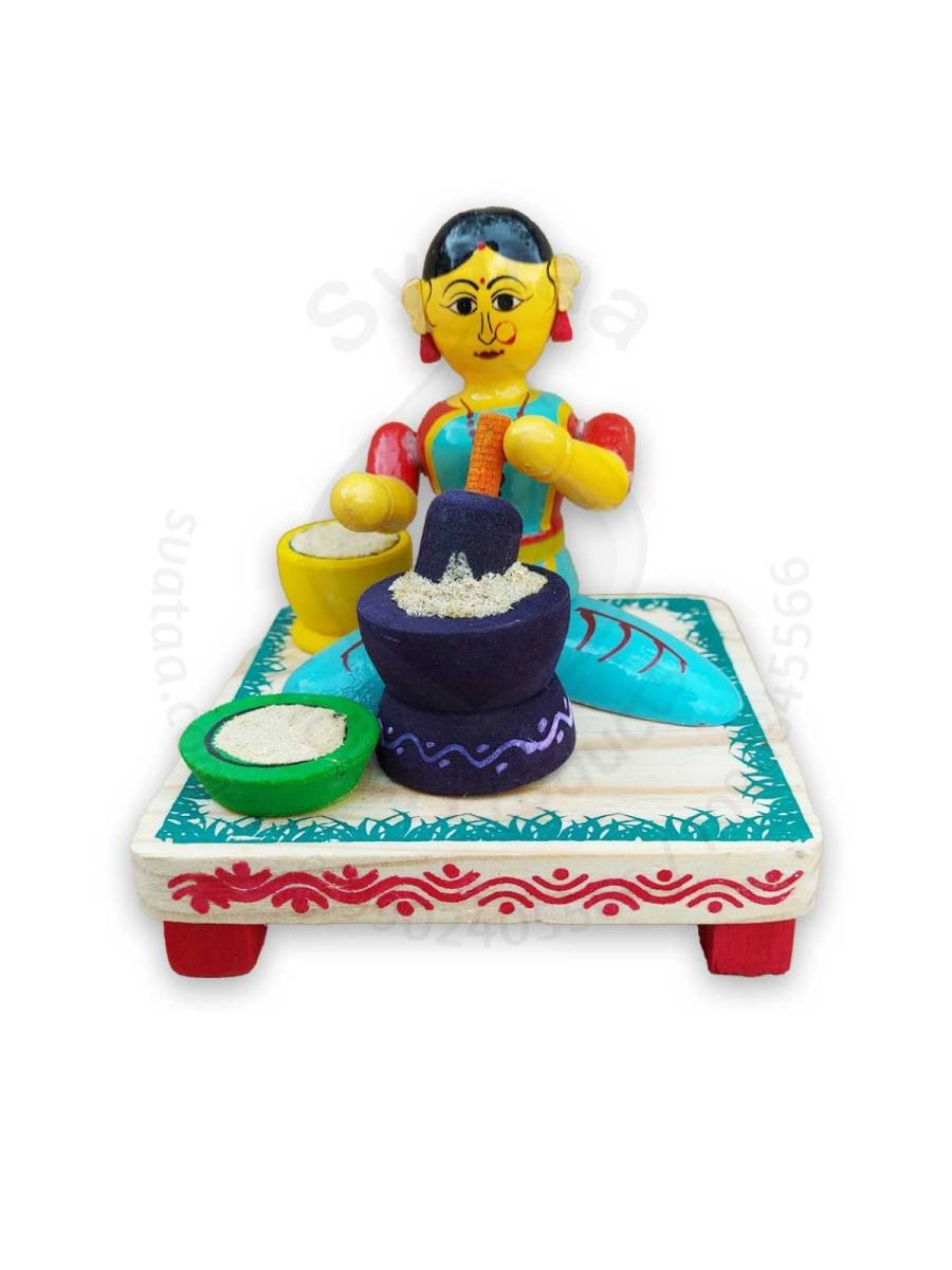 Working Lady - Grinding Grains - Etikoppaka Dolls
