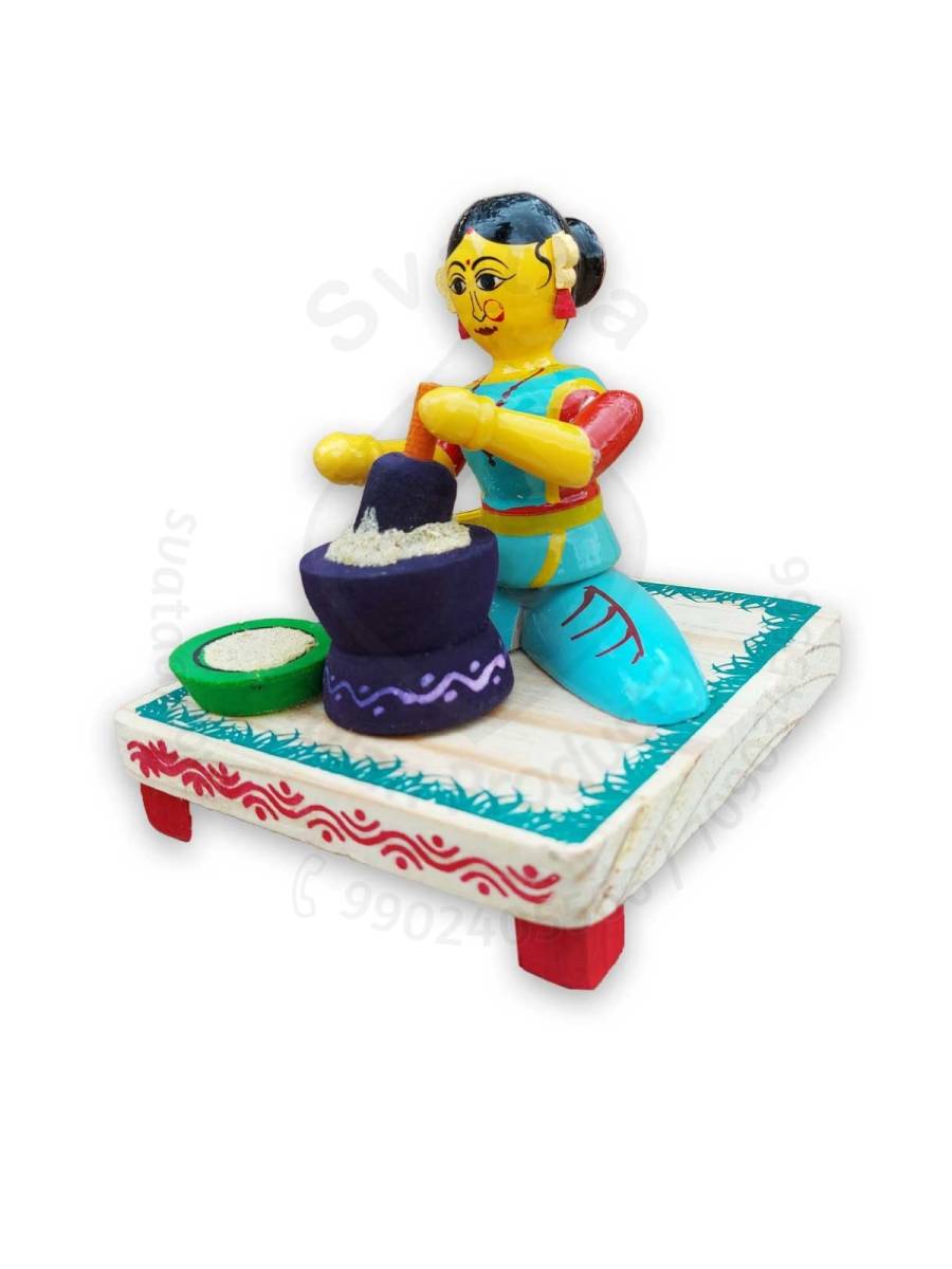 Working Lady - Grinding Grains - Etikoppaka Dolls
