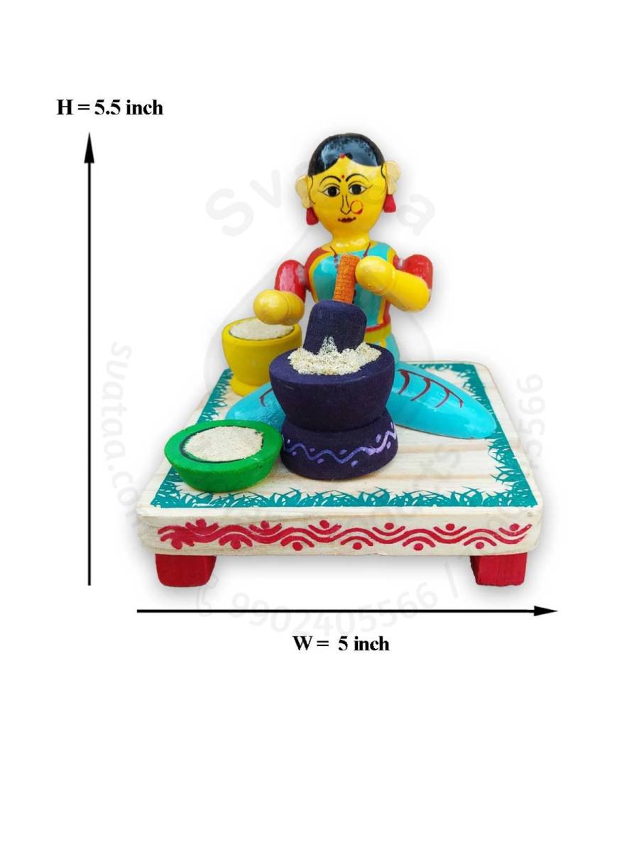 Working Lady - Grinding Grains - Etikoppaka Dolls
